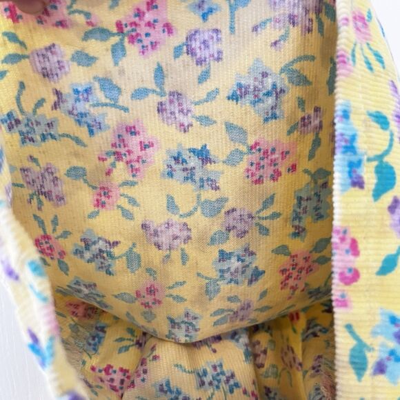Vintage Oshkosh B'Gosh Yellow Floral Corduroy Overall USA Dress Girls SZ 5 FLAWS - Picture 11 of 16